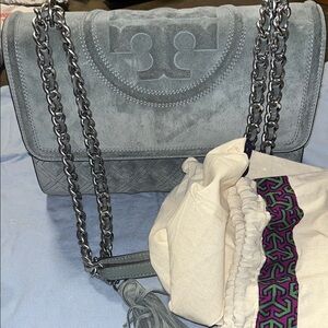 Tory Burch Gray Chain Shoulder Bag
